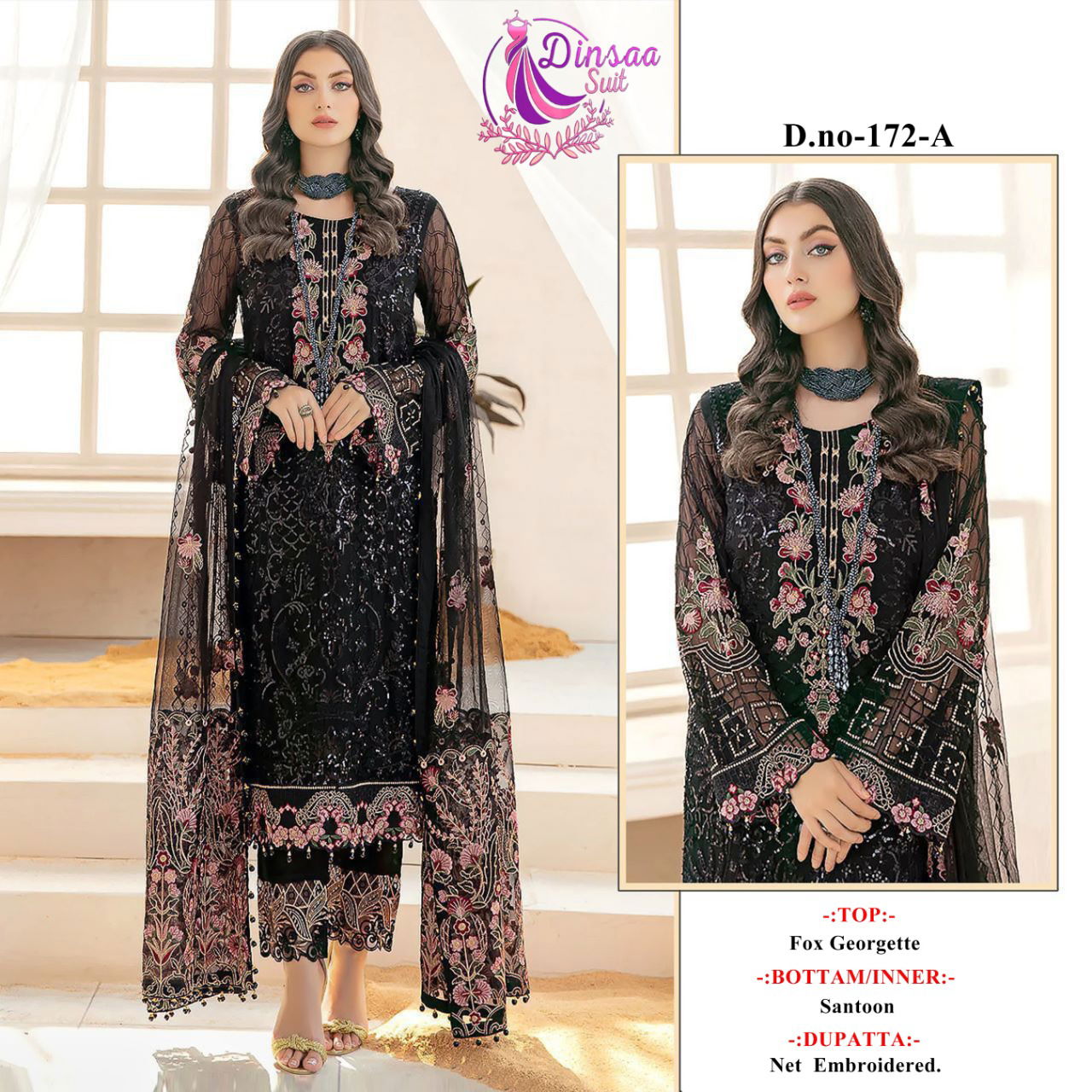 Dinsaa Suit 172 Heavy Wedding Wear Wholesale Georgette Pakistani Salwar Suits